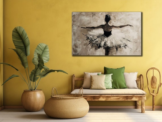 Ballerina Print Art Dancer Wall Art Gray Painting On Modern Oil Printing Art Gift For Her Woman Dancer Wall Decor