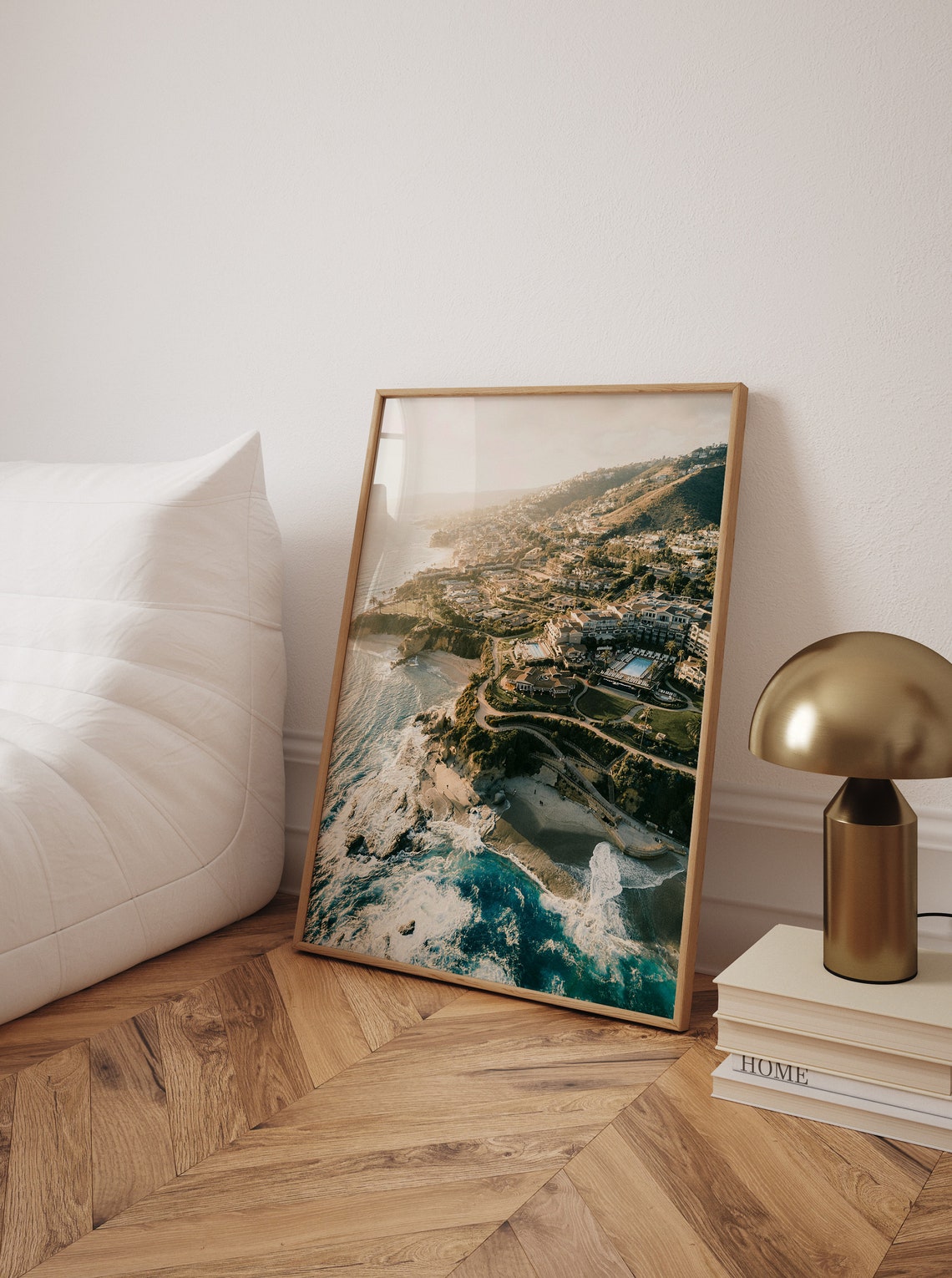 Aerial Coastal Cliffs and Ocean Waves Beach Photography Poster