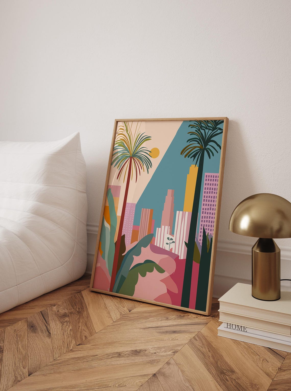 Los Angeles Palm Trees Pastel Skyscrapers Matisse Style Art Poster