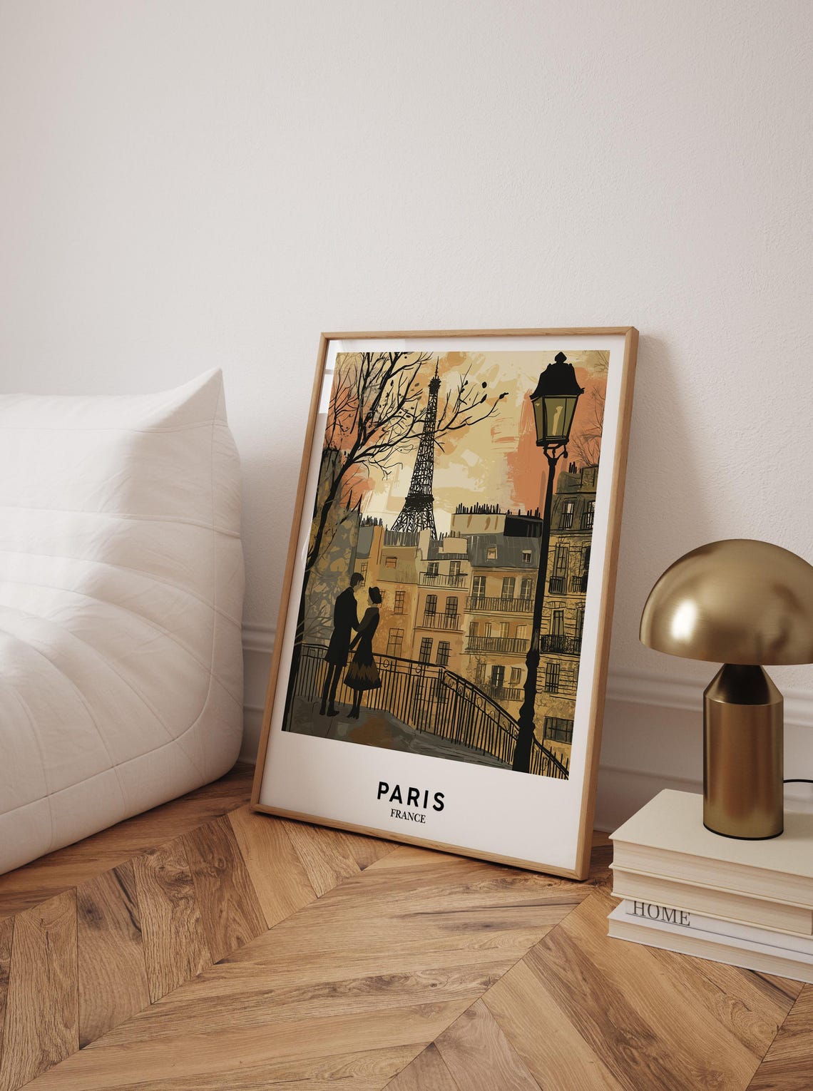Paris France Eiffel Tower Couple Silhouette Travel View Poster