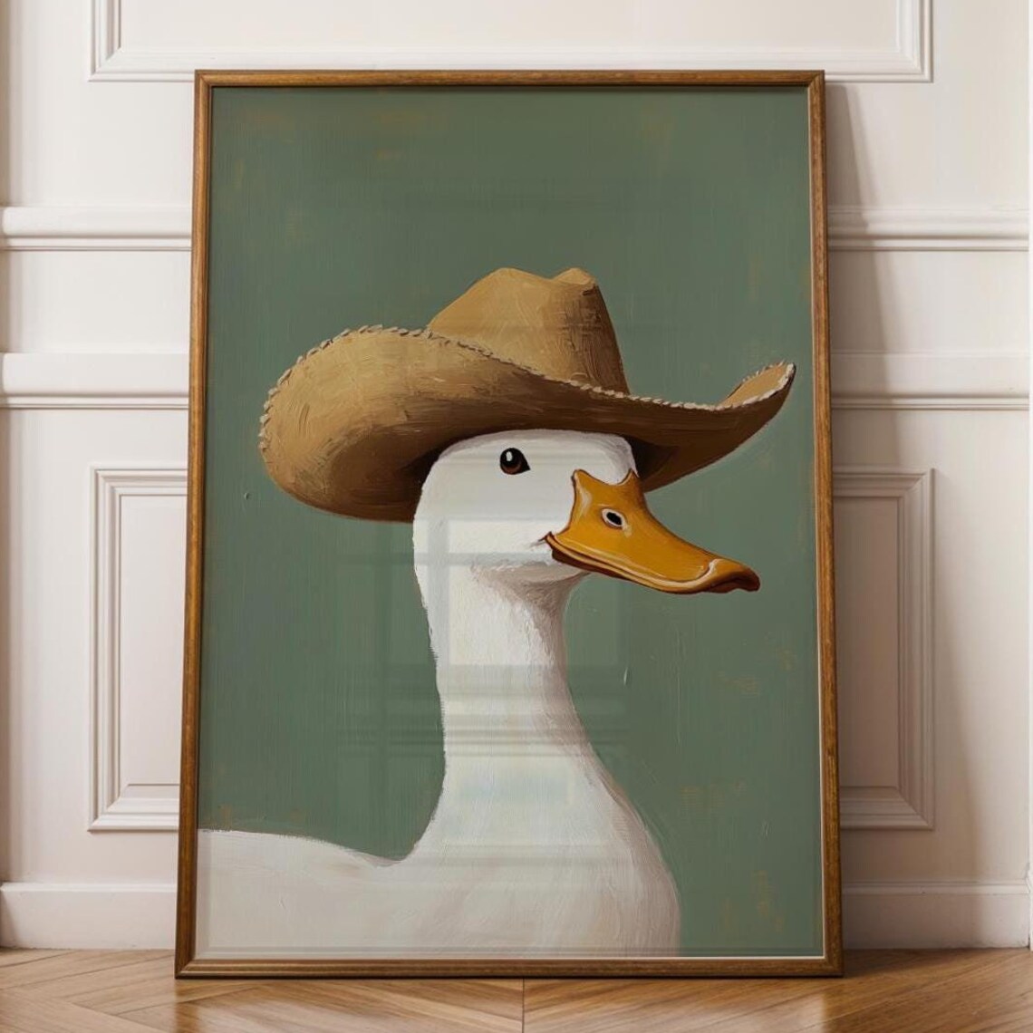 Silly Cowboy Goose Green Boy Room Poster