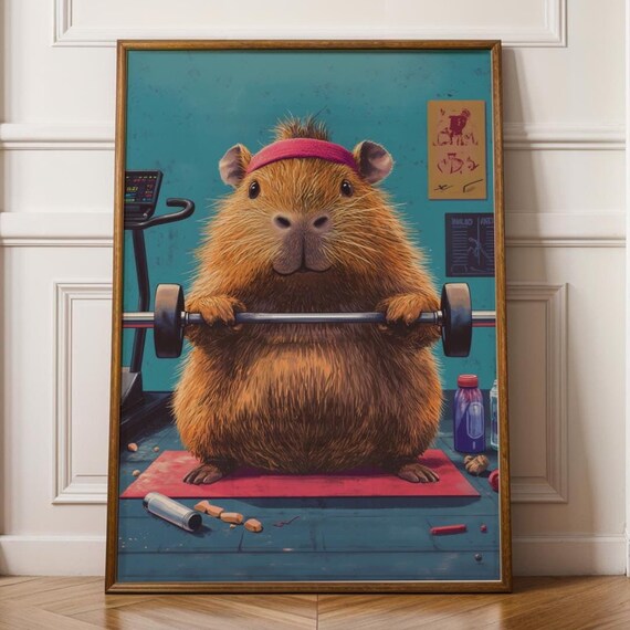 Funny Gym Capybara Fitness Wall Art Print