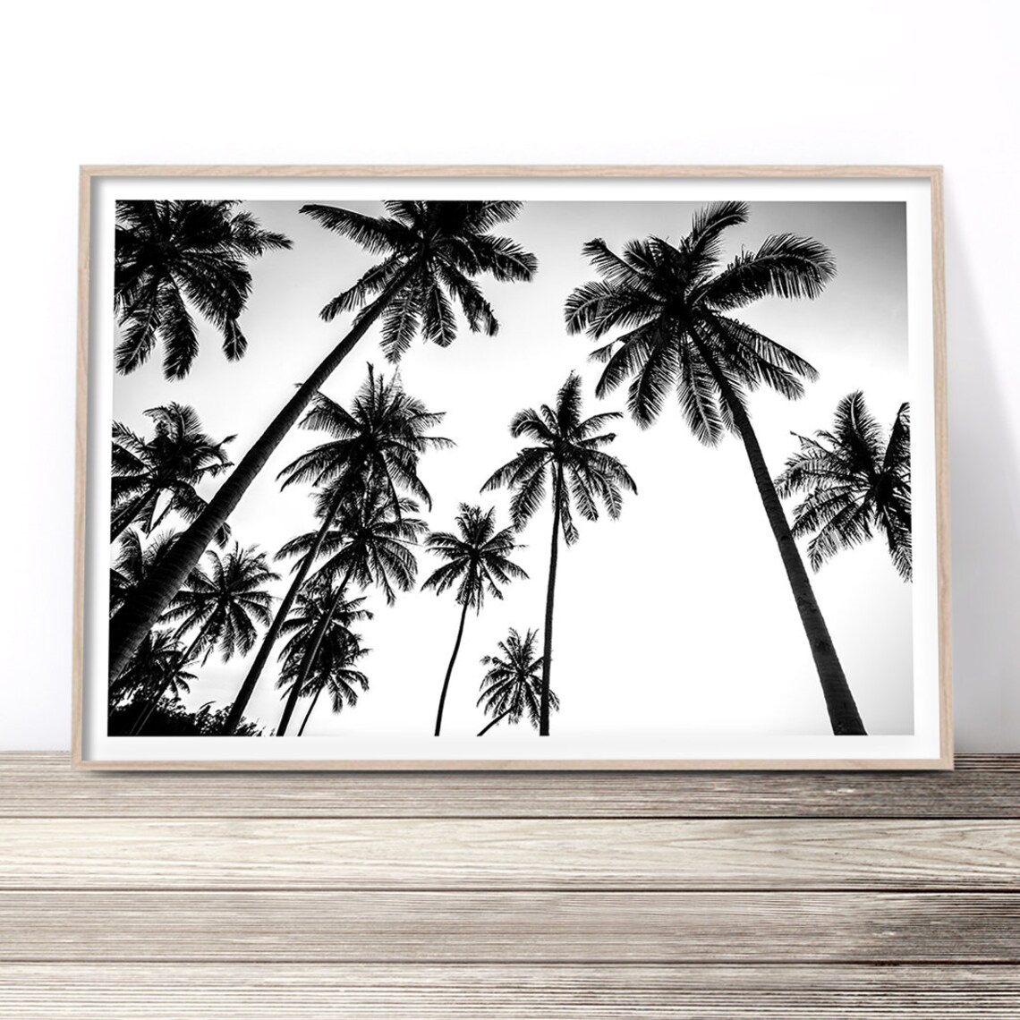 Black and White Palm Tree Art Print, Beach House Decor