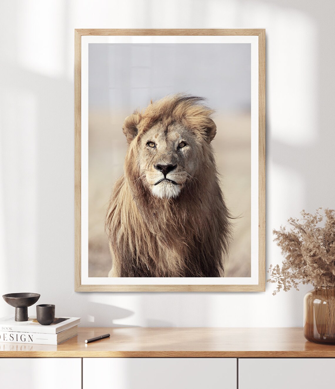 Lion Portrait Golden Mane Direct Gaze Wildlife Safari Photography Poster - Image 2