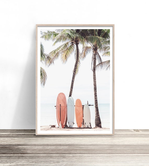 Pastel Surfboard Print Surf Poster Wall Art Tropical Beach Art Coastal Artwork Surfing Photography Beach House Decor Coastal Art