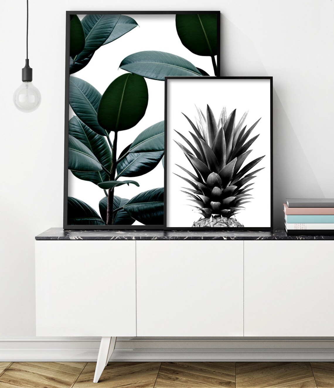 Ficus Elastica Dark Green Leaves Botanical Photography Wall Art Poster - Image 2