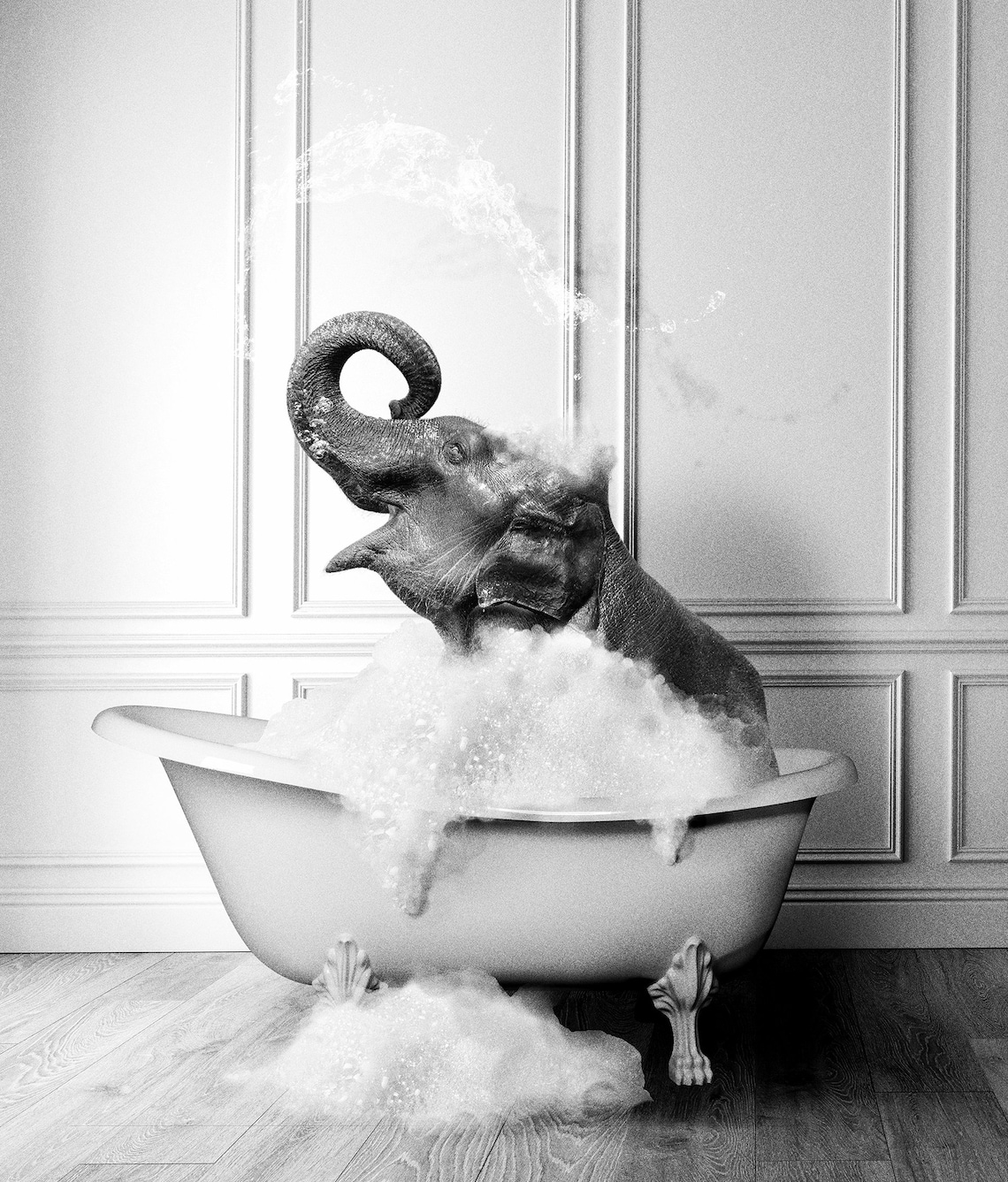Cute Elephant in Tub Bathroom Art Print - Image 2