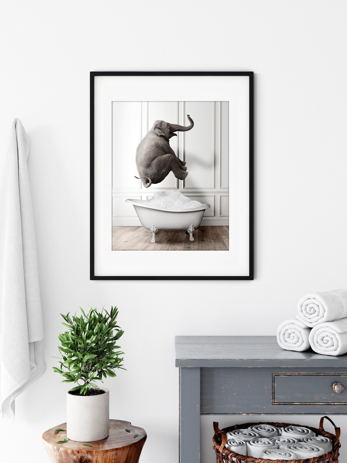Happy Elephant In Tub Elephant Photo Poster