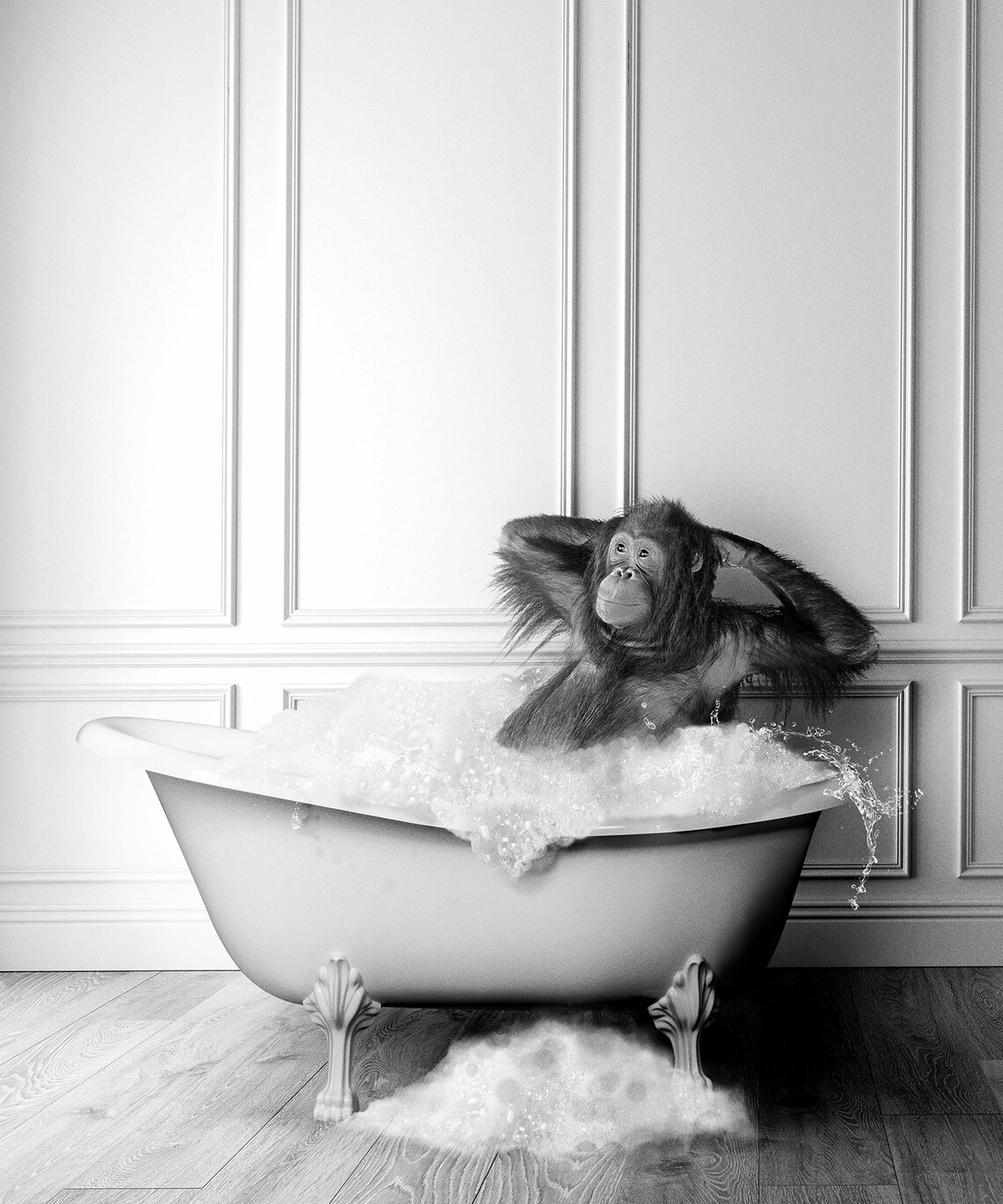 Cute Orangutan in Tub Bathroom Art Print - Image 2