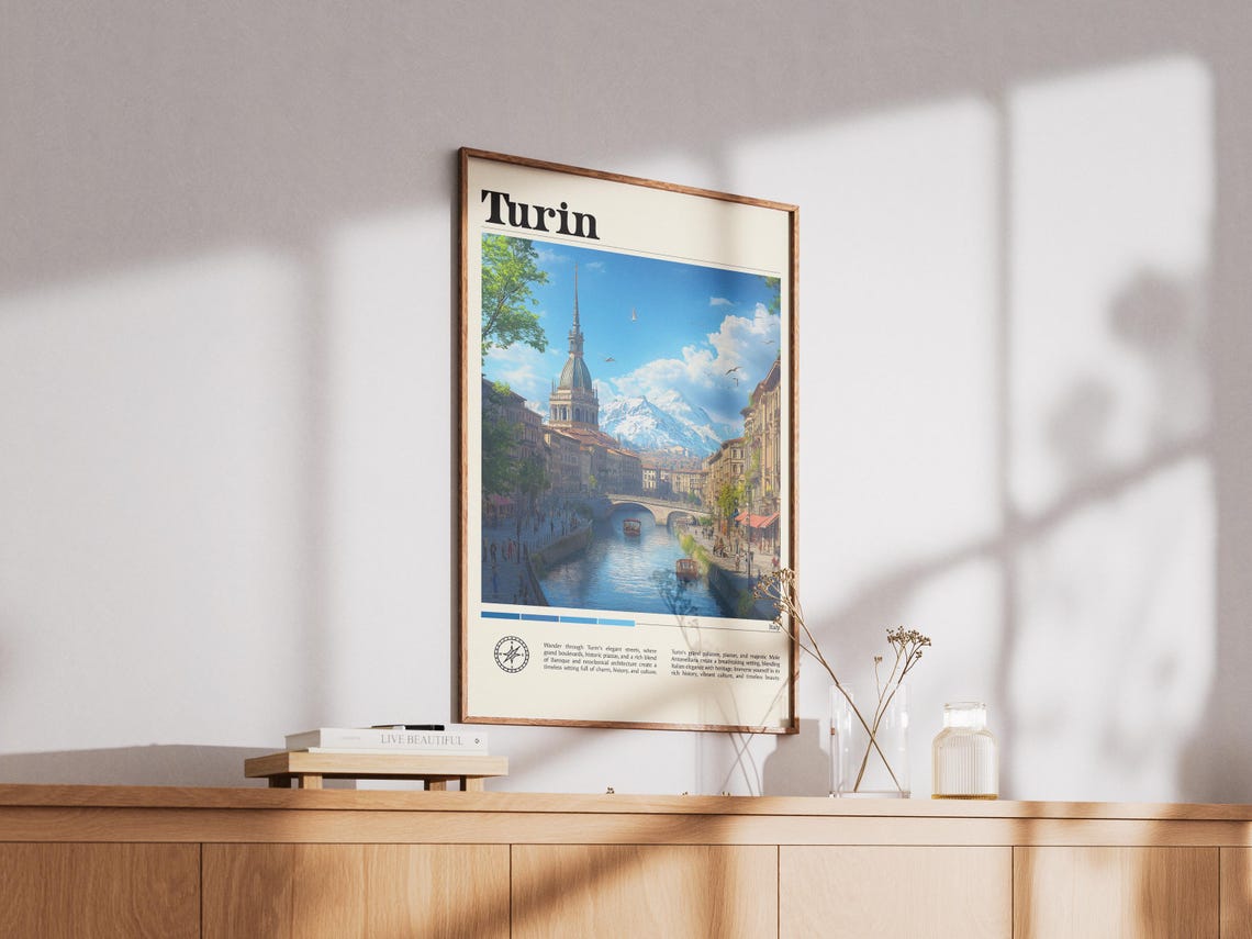 Turin City Italy Travel Print Italy Travel Print Travel Wall Art City Map Print Travel Poster Travel Art Gift Travel Home Decor - Image 3