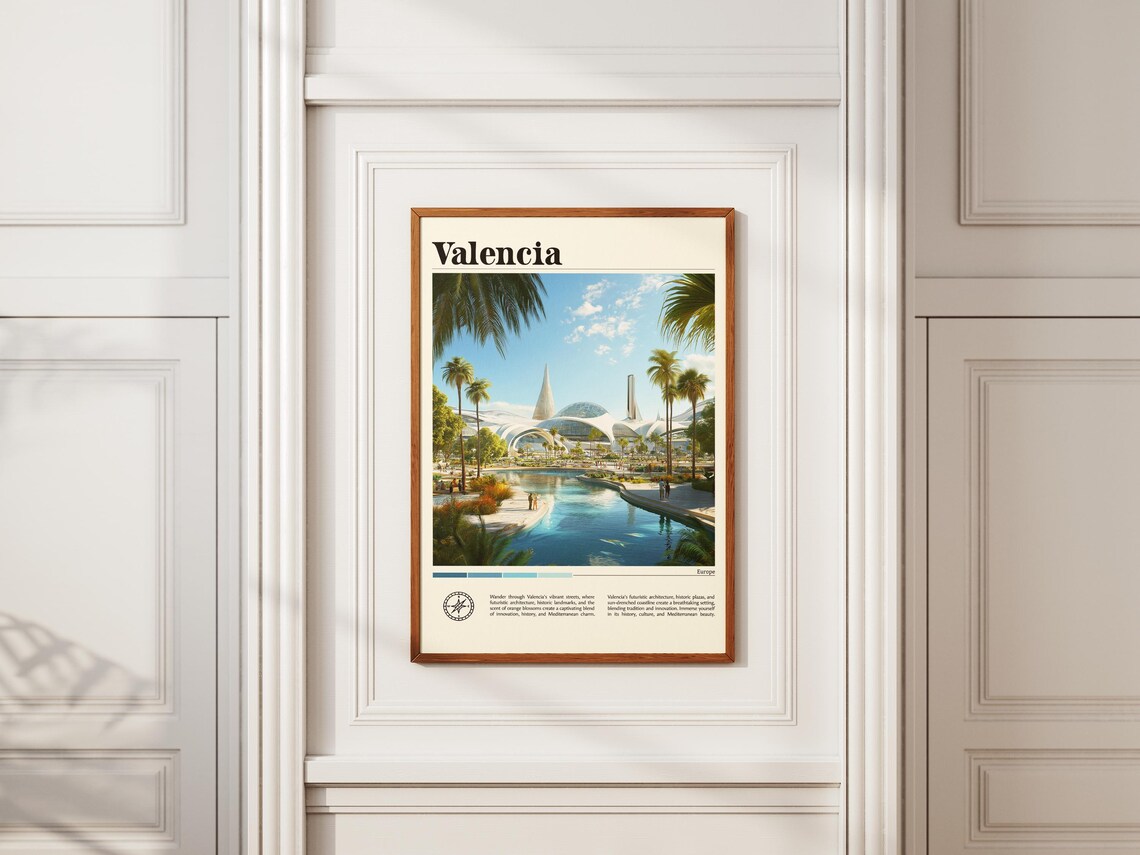 Valencia Spain Futuristic City of Arts Reflecting Water Travel Poster - Image 2