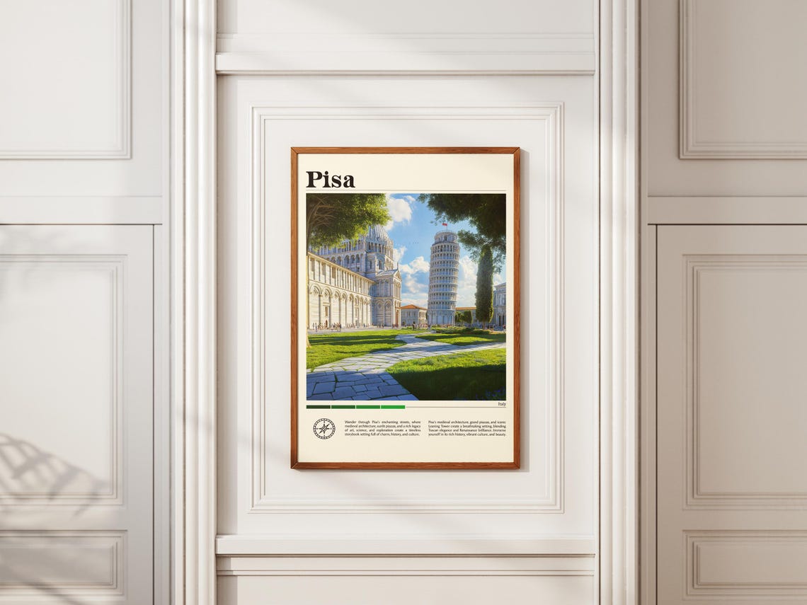 Pisa Leaning Tower Italy Travel Print Italy Travel Print Travel Wall Art City Map Print Travel Poster Travel Art Gift Travel Home Deco - Image 2