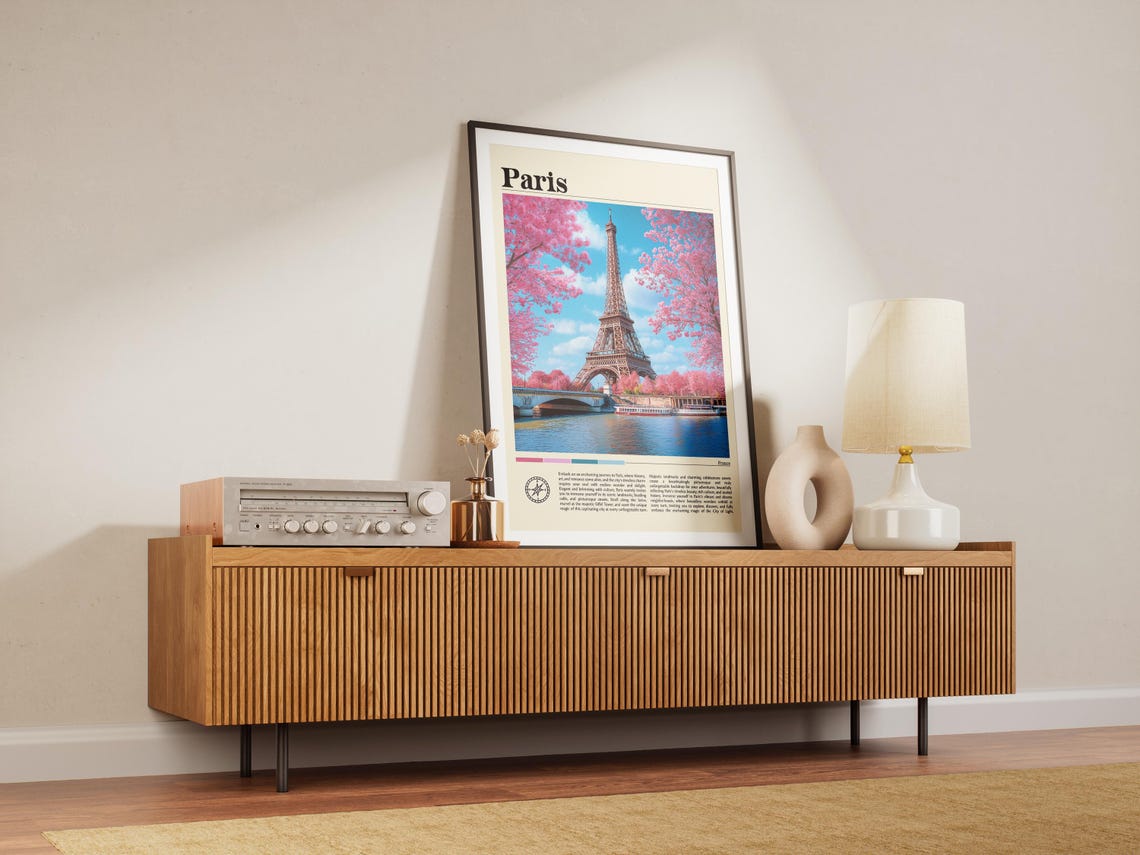 Paris Eiffel Tower Spring Cherry Blossom Blooms Seine Travel Poster - Image 7