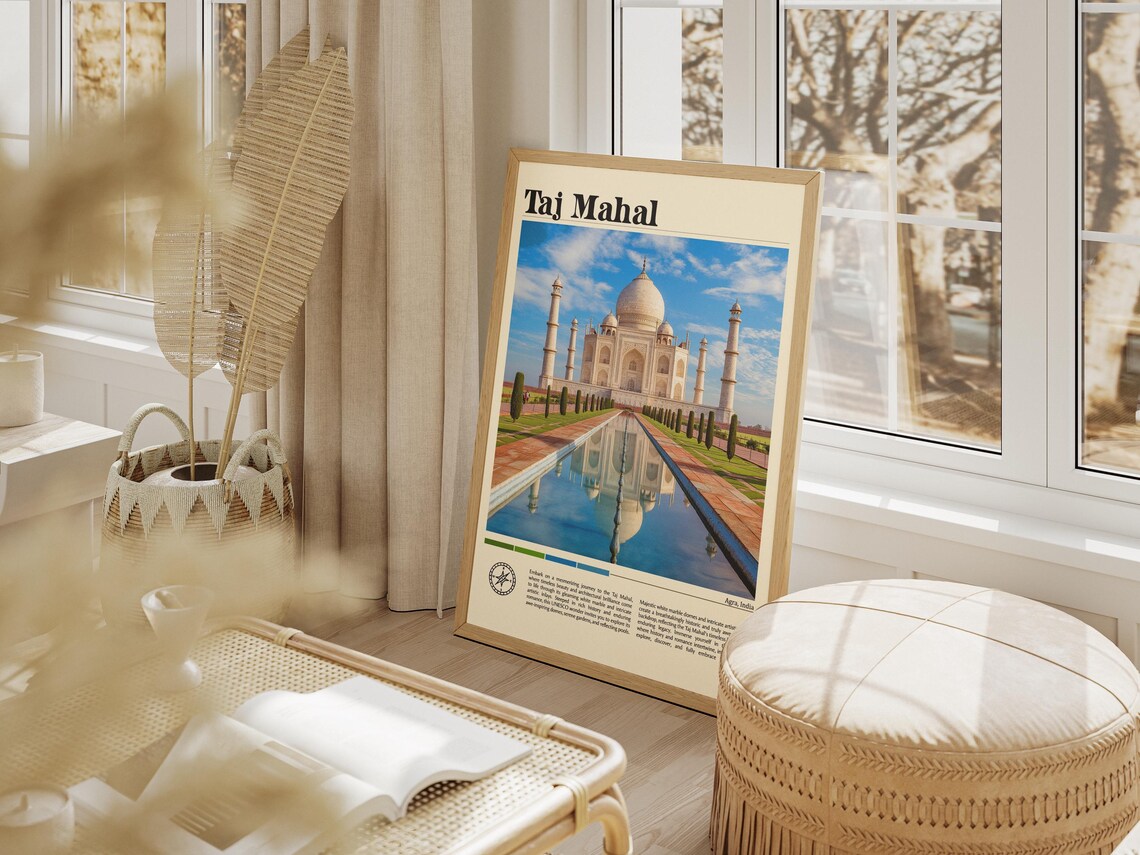 Taj Mahal Agra Travel Print Wall Art Taj Mahal Agra Wall Hanging Home Dcor Taj Mahal Agra Gift Art Lover India 7 Wonders Of The World - Image 6