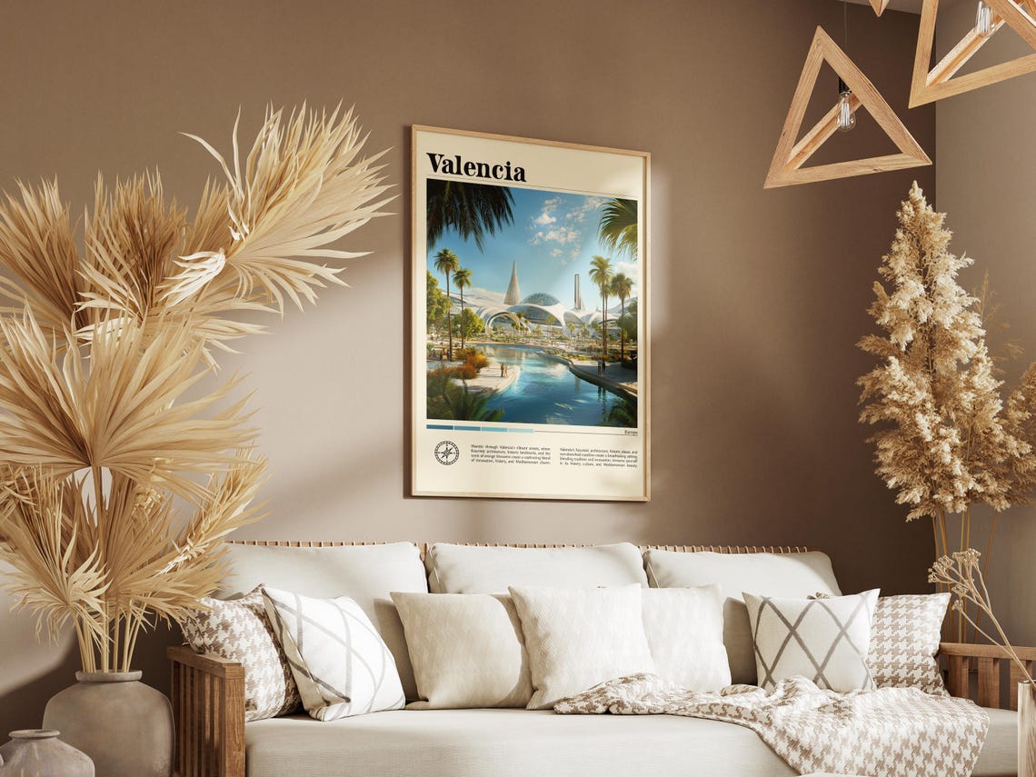Valencia City Spain Travel Print Spain Travel Poster Travel Wall Art City Map Print Travel Poster Travel Art Gift Travel Home Decor - Image 8