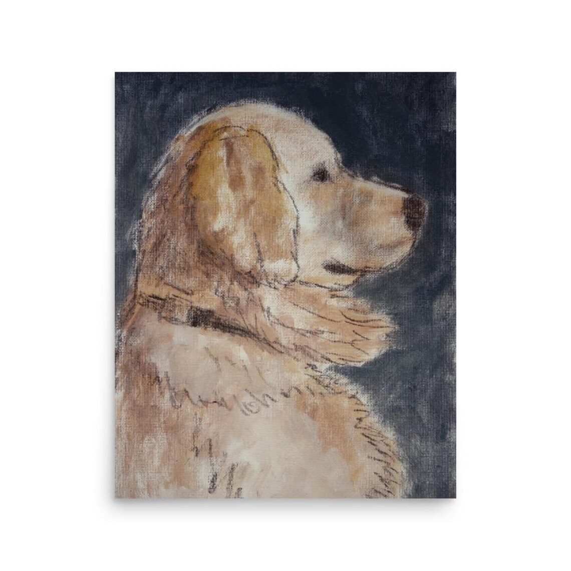 Golden Retriever Profile Portrait Painting Poster Noble Dog Artwork - Image 3