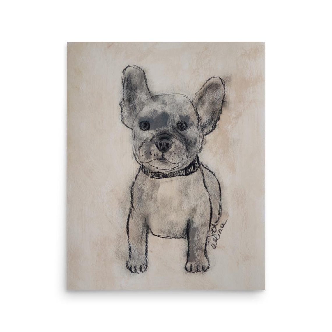 French Bulldog Print Funny Bulldog Wall Art For Nursery Decor Bulldog Owner Gift For French Bulldog Mom Bulldog Charcoal Painting Unframed - Image 3