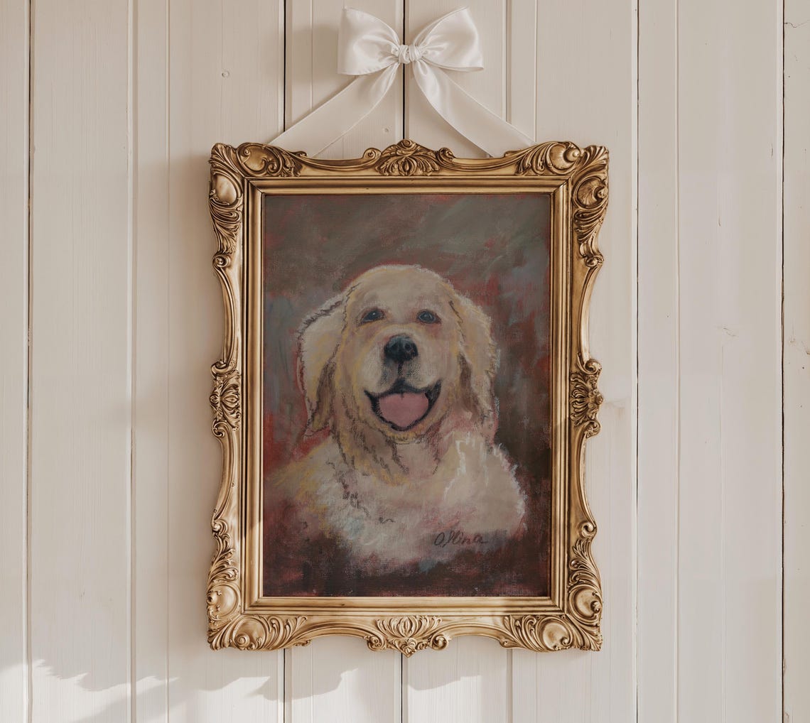 Happy Golden Retriever Portrait Painting Poster With Joyful Smile - Image 2