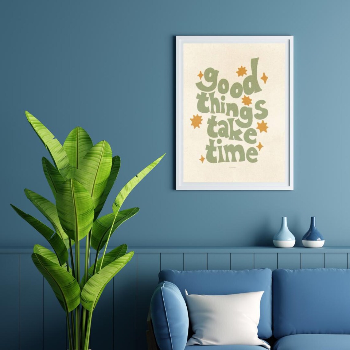 Good Things Take Time Wall Art Print Retro Inspirational Quote Poster Decor
