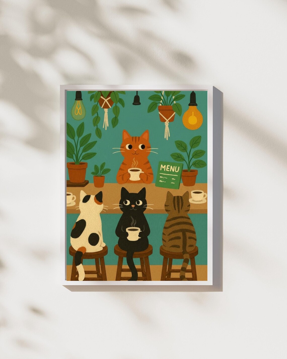 Cats Cafe Poster Print, Retro Kitchen Decor