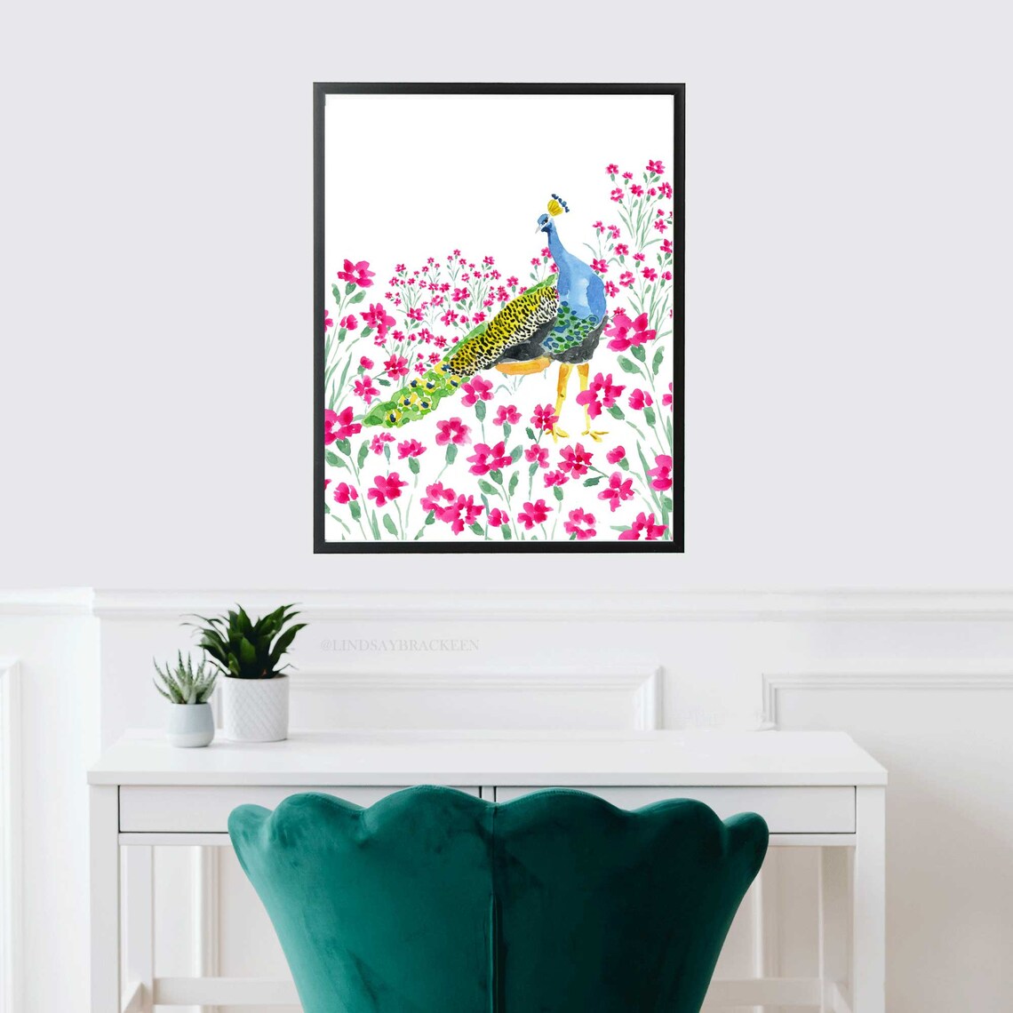 Peacock Bohemian Wall Art Print, Tropical Bird - Image 2