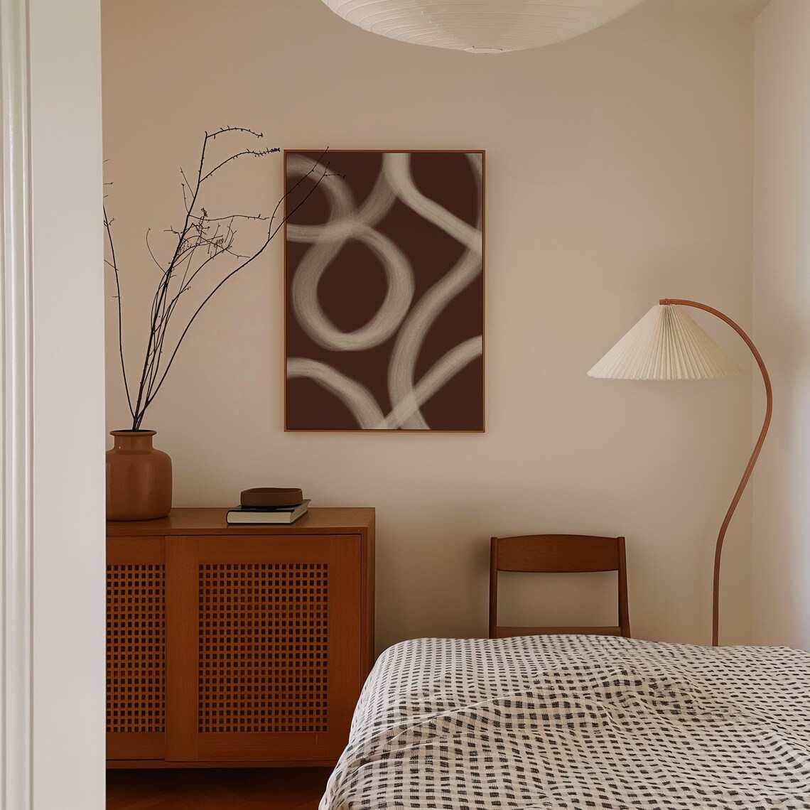 Scribble Abstract Art Neutral Abstract Art Print Nordic Wall Art Modern Line Poster Contemporary Artwork Brown And White Abstract Art - Image 3