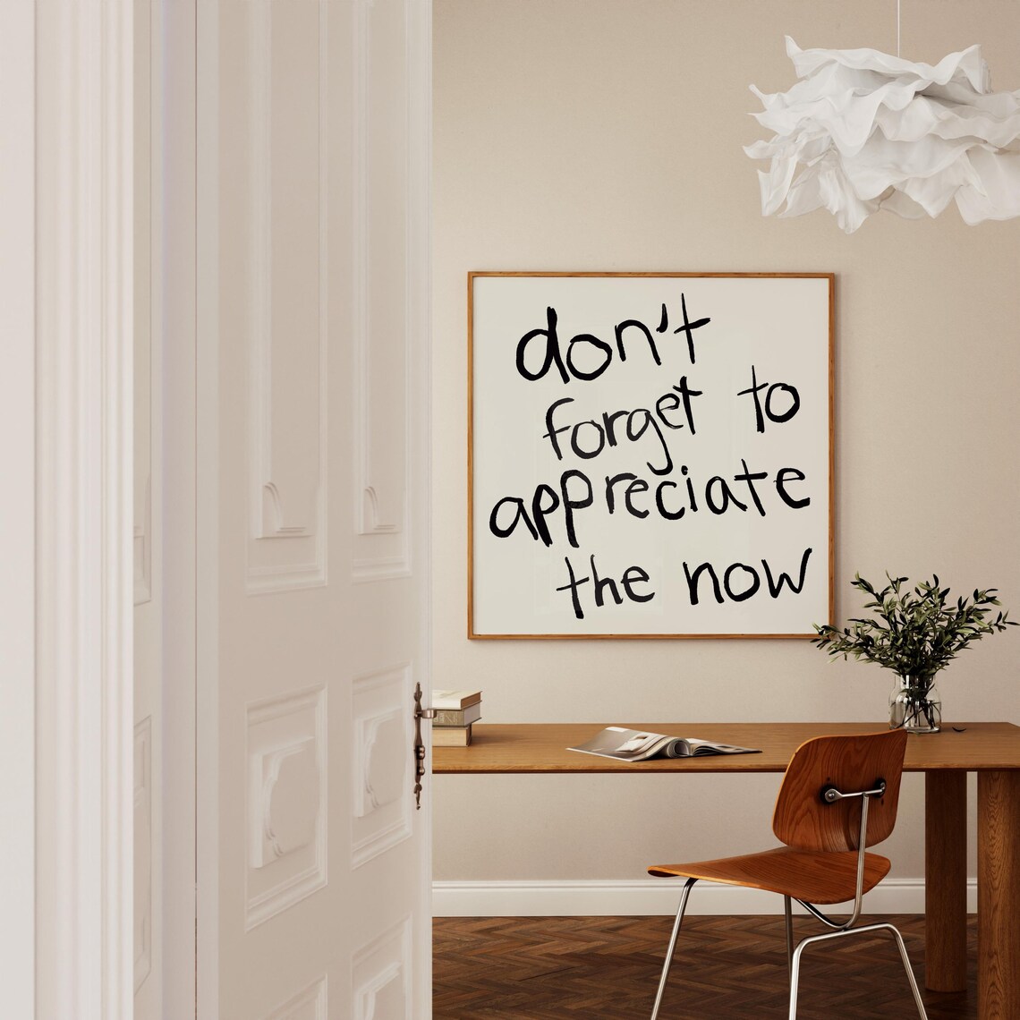 Appreciate Now Print Typography Poster Mid Century Print Motivational Quote Print Hand Drawn Sketch Square Poster Present Moment Print - Image 2