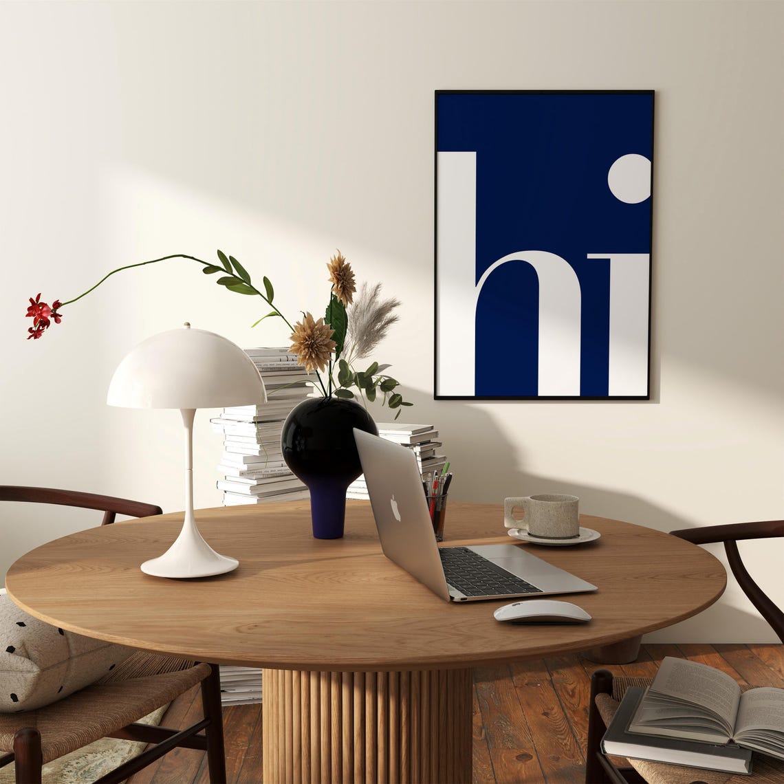 Hi Poster Minimalist Wall Art Hi Wall Art Typography Print Trendy Wall Art Entryway Print Welcome Wall Art Navy Print - Image 3