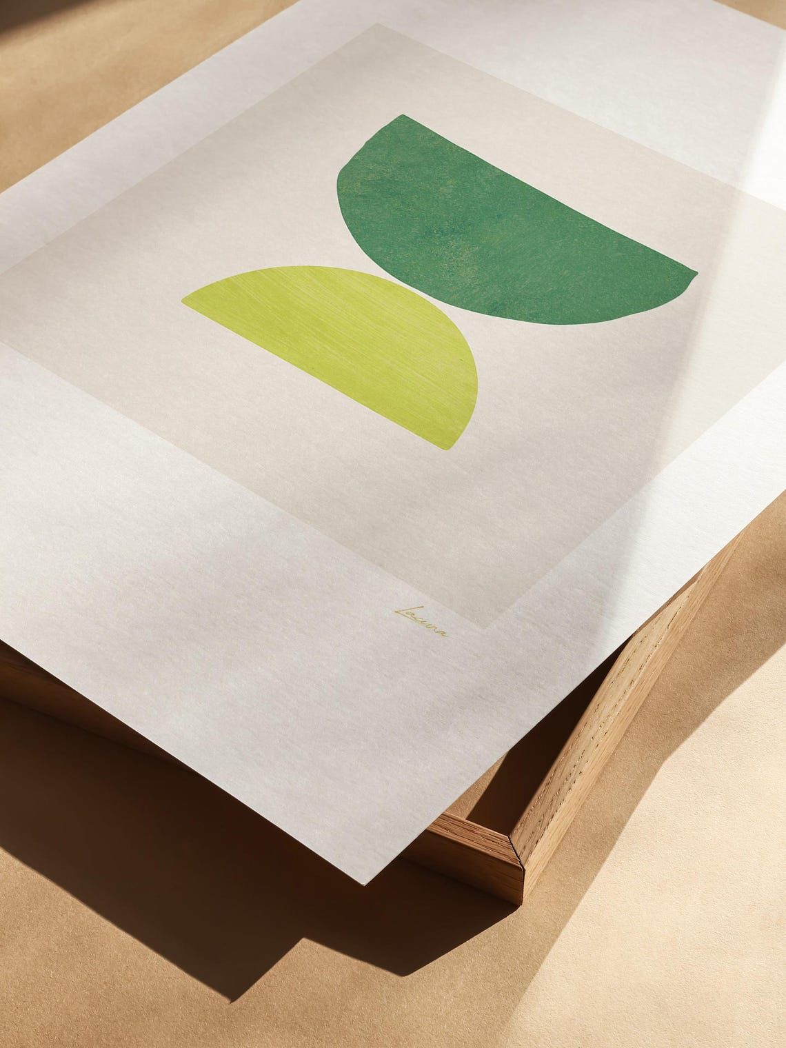 Green Geometric Bowl And Lime Semicircle Abstract Art Poster - Image 2