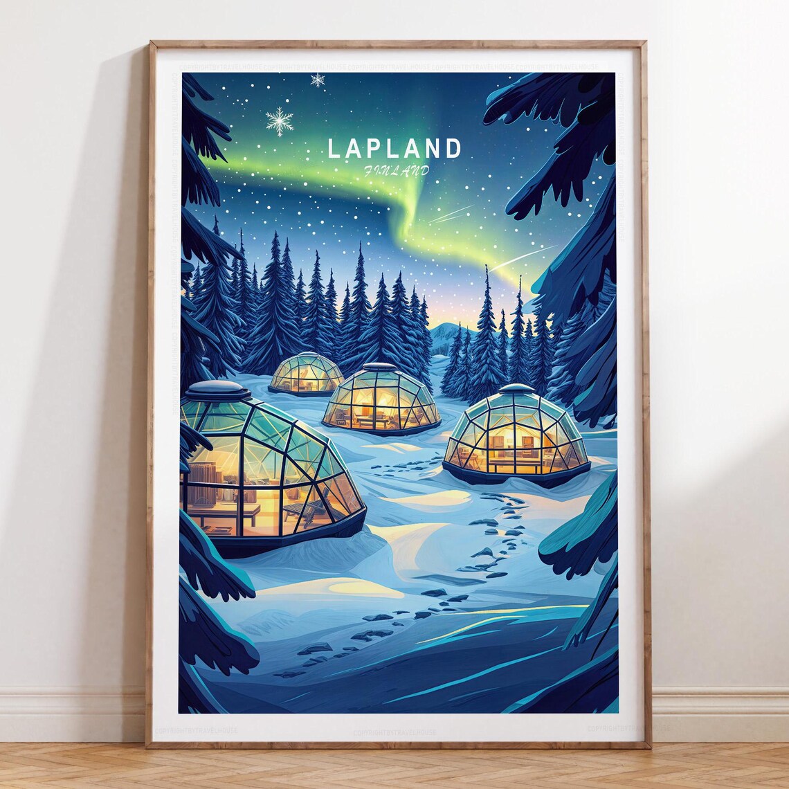Lapland Finland Glass Igloos Aurora Northern Lights Winter Poster