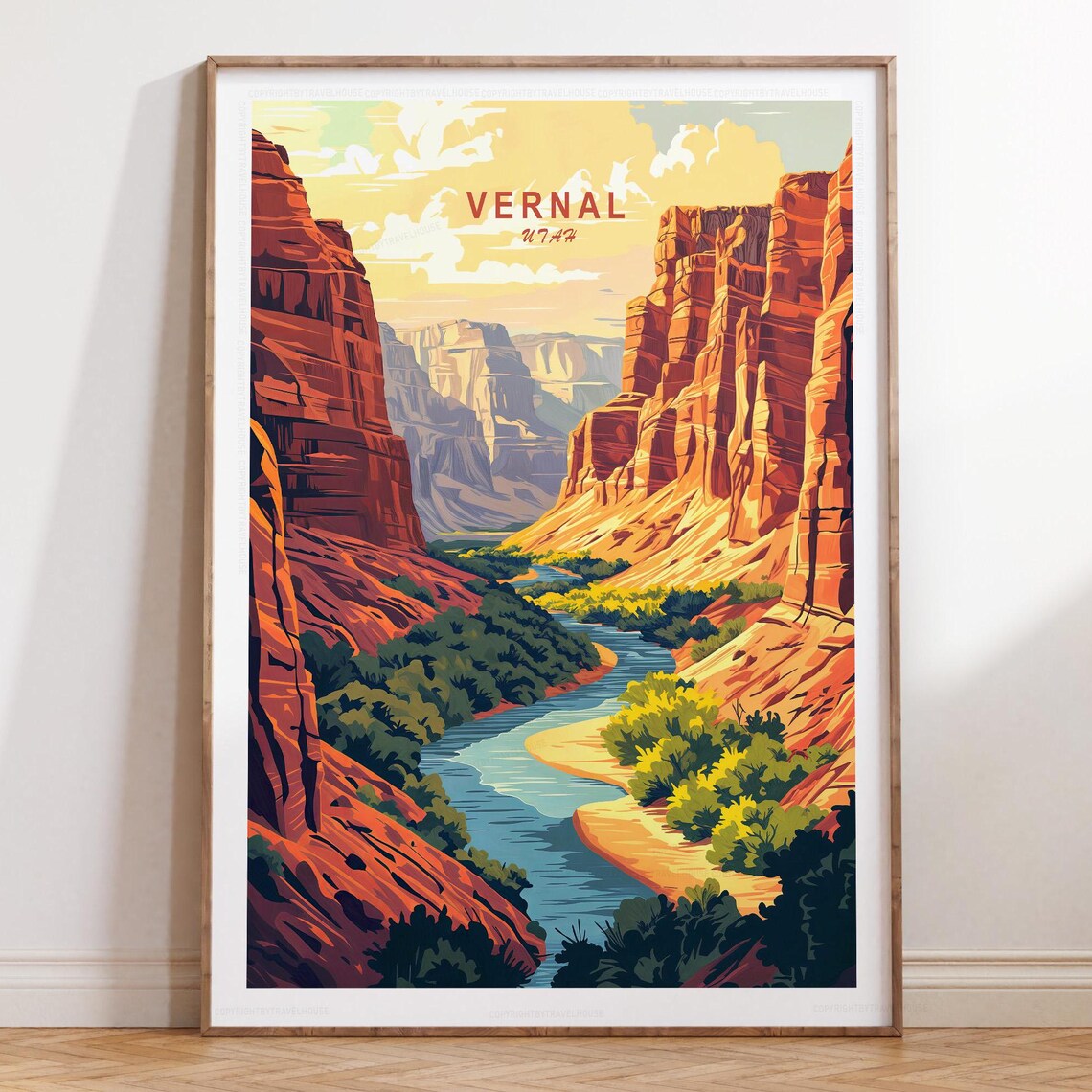 Vernal Utah Red Rock Canyon River Valley Sunset Landscape Poster