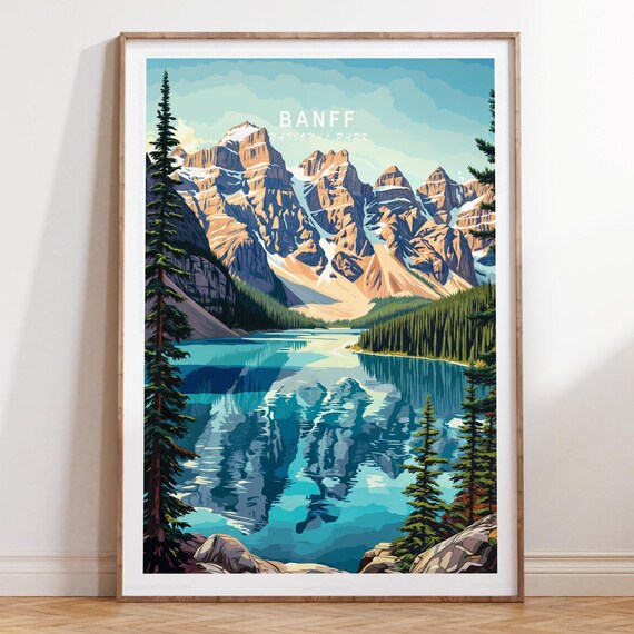 Banff National Park Moraine Lake Rocky Mountains Canada Travel Poster