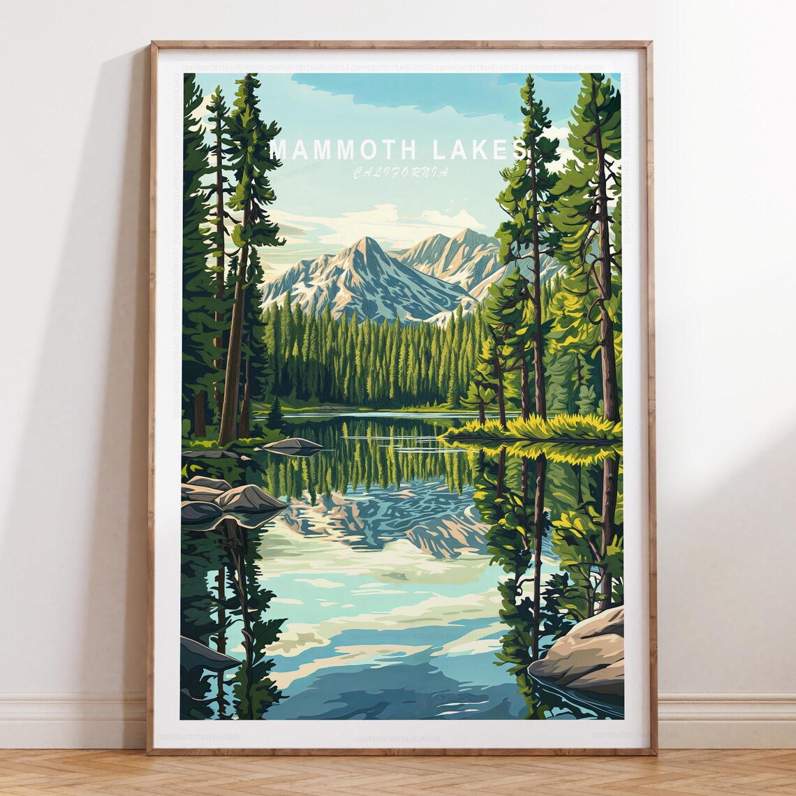 Mammoth Lakes California Mirror Lake Pines and Peaks Travel Poster