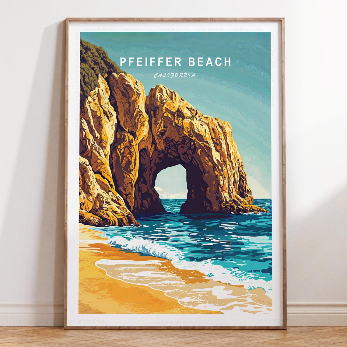 Pfeiffer Beach California Travel Poster Keyhole Rock Seascape