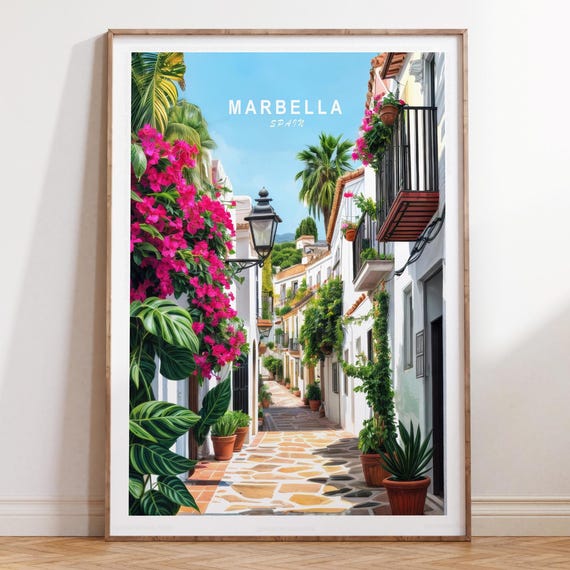 Marbella Spain Minimalist Travel Poster, Wall Art