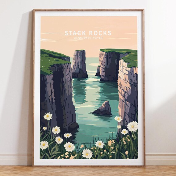 Stack Rocks Pembrokeshire Sea Stacks Dawn Coastal Scene Poster