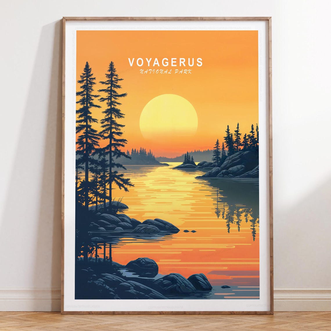 Voyagerus National Park Blazing Sunset Over A Northern Lake Poster