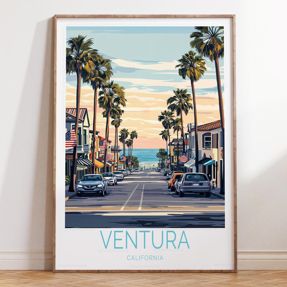 Ventura California Main Street Leading To The Ocean Travel Poster
