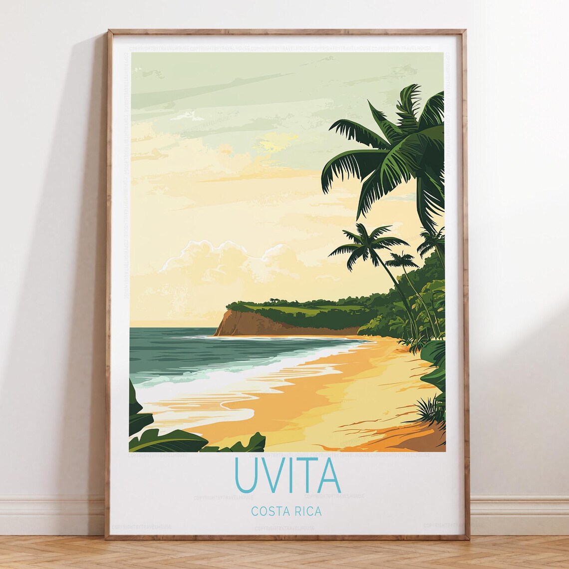 Uvita Costa Rica Palm Beach Tropical Sunset Travel Art Poster