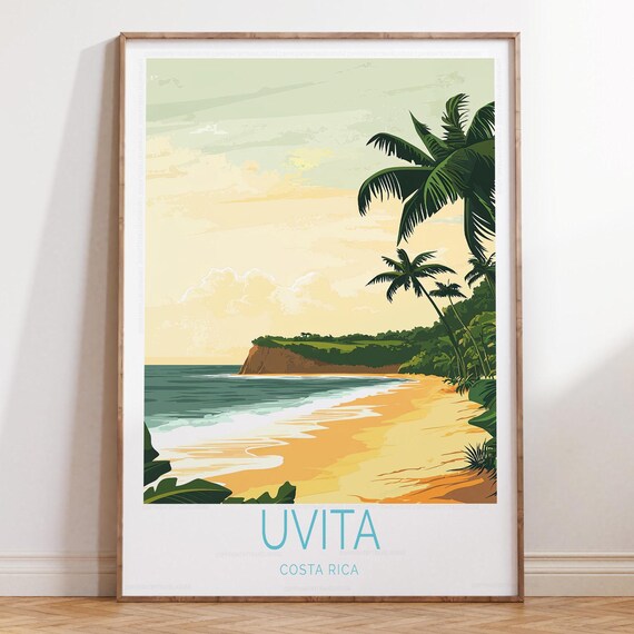 Uvita Costa Rica Travel Poster Wall Art Print Personalised Gifts Home Decor
