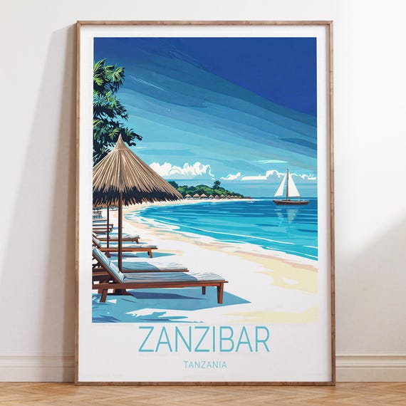 Zanzibar Tanzania Travel Wall Art Print Poster Custom Wedding Gifts
