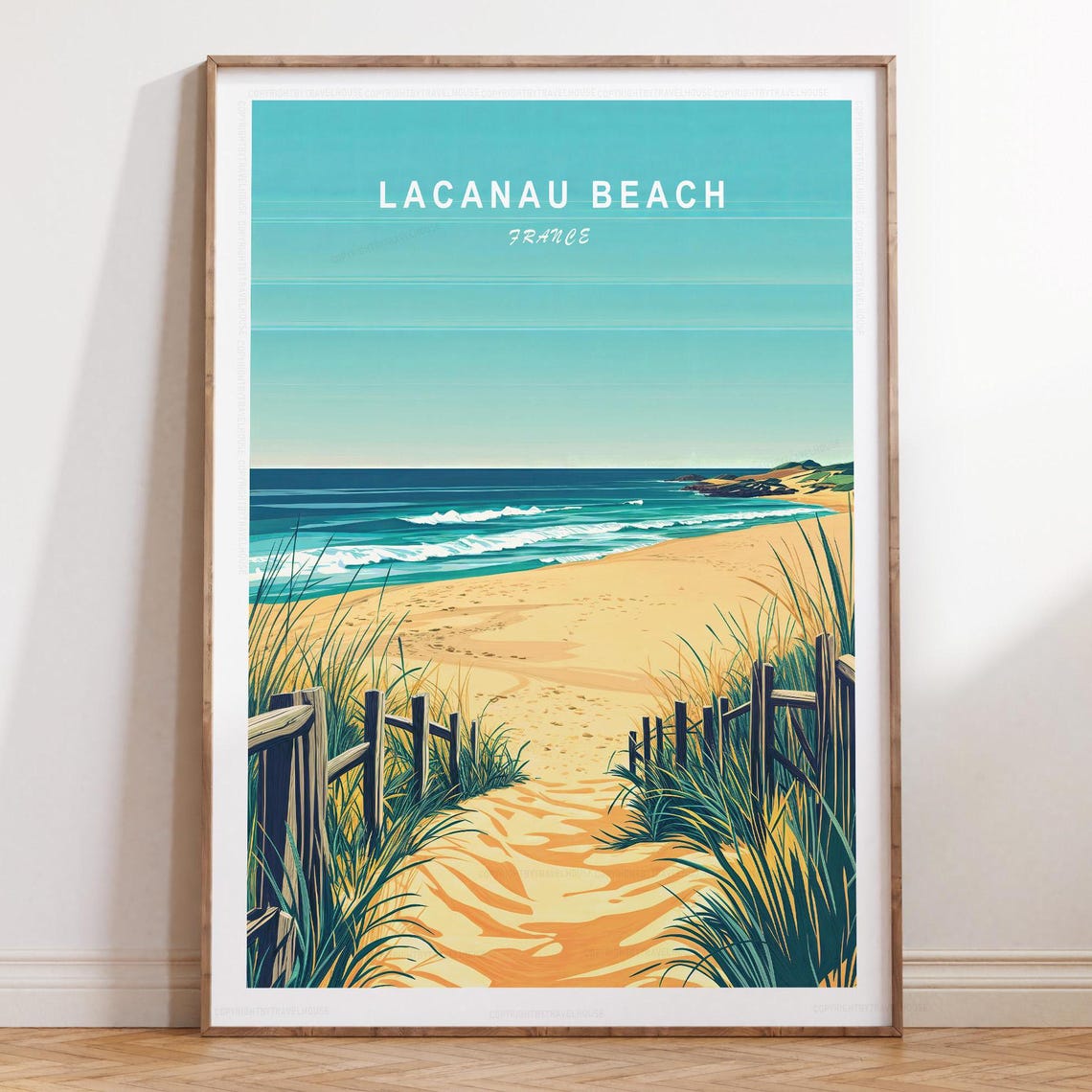 Lacanau Beach France Sandy Dune Grass Path Ocean View Travel Poster