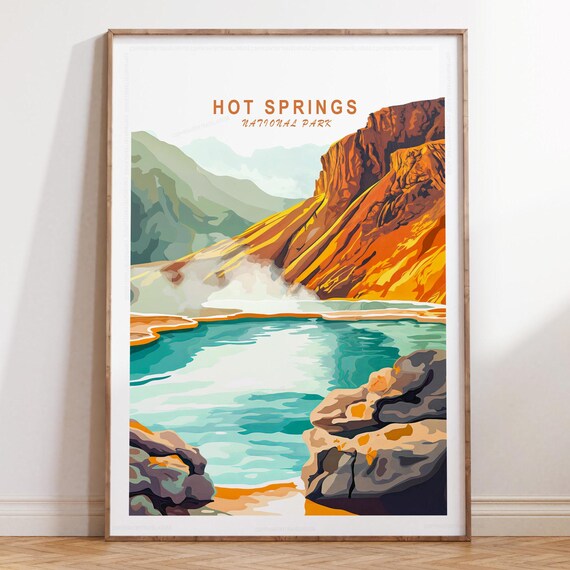 Hot Springs National Park Sunset Canyon Thermal Pool Travel Poster