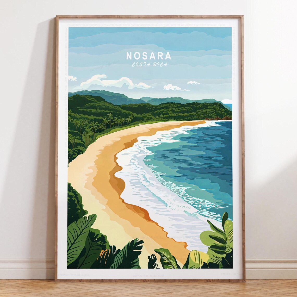 Nosara Costa Rica Tropical Beach Cove Travel Poster Top Title