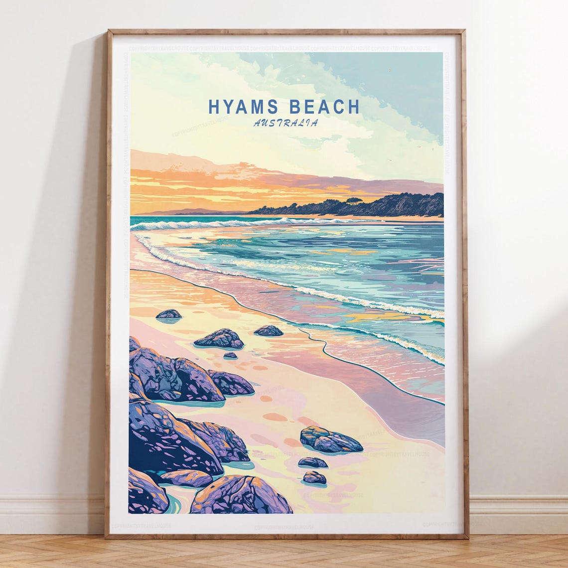 Hyams Beach Australia Morning Light Gentle Waves Travel Poster