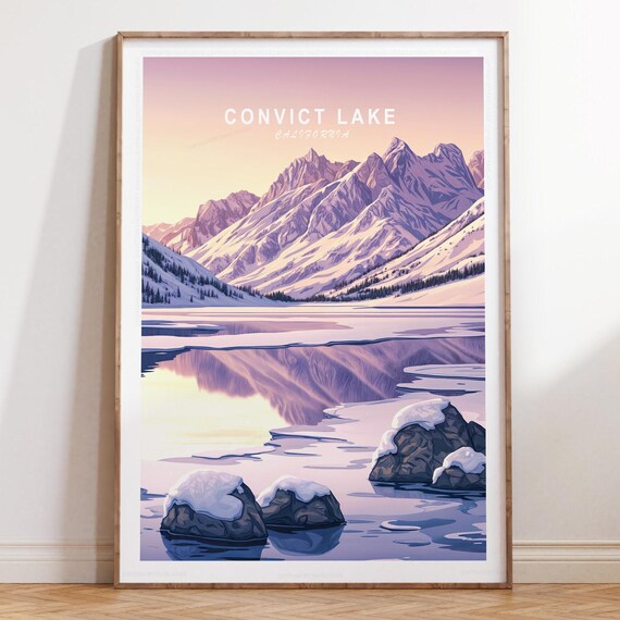 Convict Lake California Snowy Mountain Peaks Reflection Travel Print