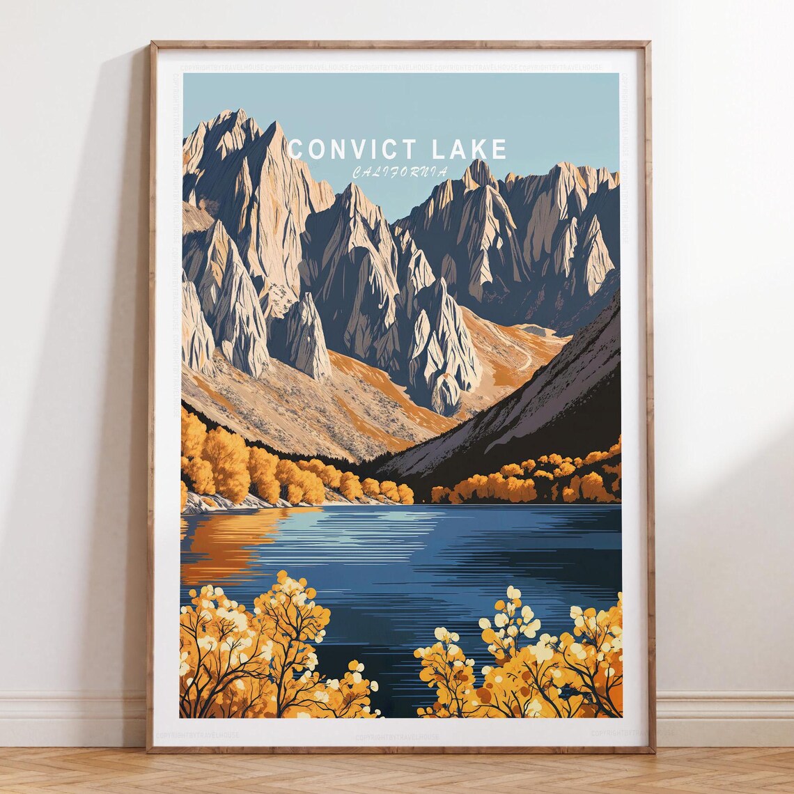Convict Lake California Classic Travel Poster Autumn Peaks Art