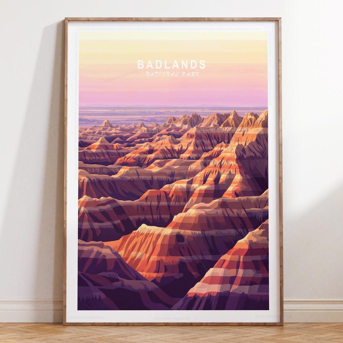 Badlands National Park Sunset Canyon View Poster With Top Text