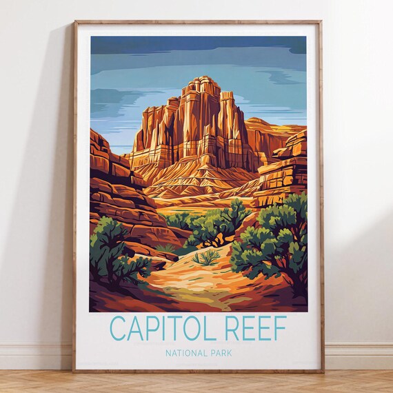 Capitol Reef National Park Red Cliffs Desert Travel Poster Utah