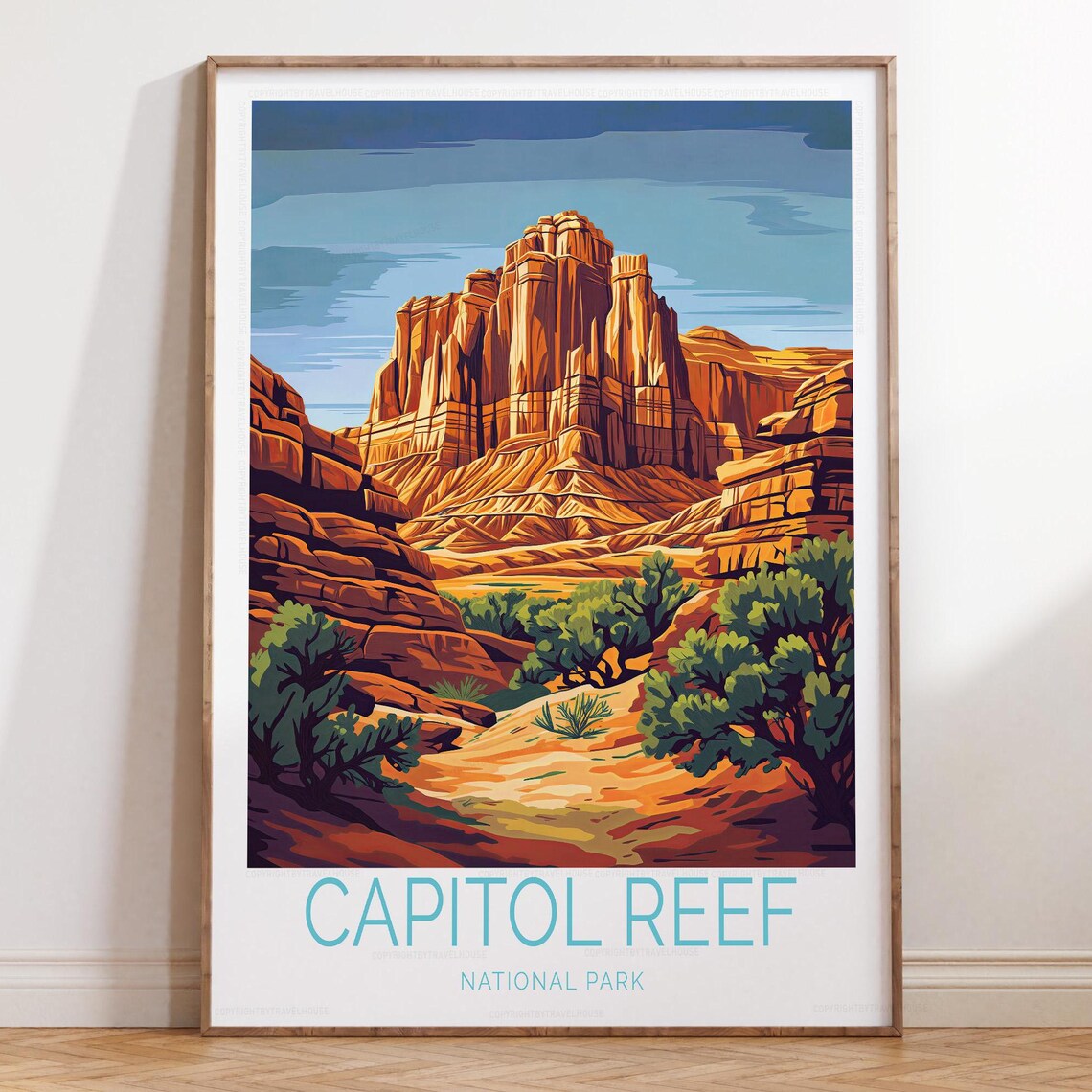 Capitol Reef National Park Red Cliffs Desert Travel Poster Utah
